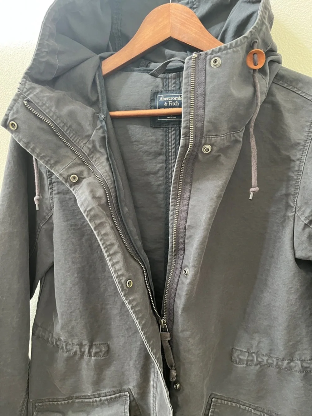 Abercrombie & Fitch Women's Charcoal Utility Jacket with Hood